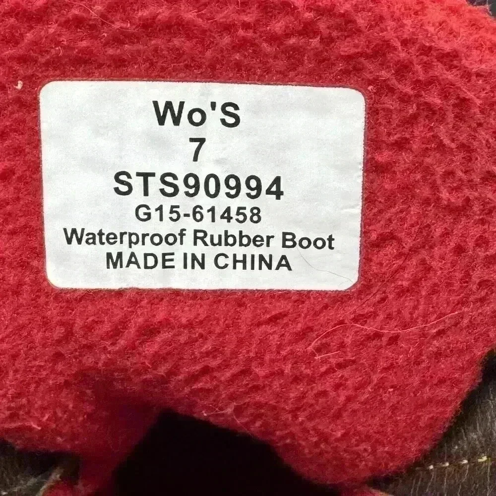 Sperry Top-Sider Brown/Red Waterproof Zip Rubber Rain Duck Boots - Size 7 - Picture 6 of 6